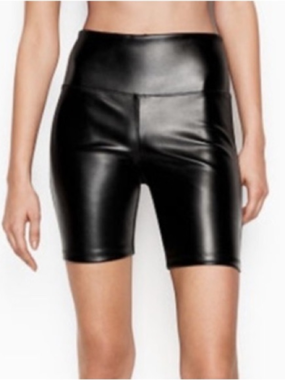 VICTORIA'S SECRET VS VICTORIA SPORT Faux Leather Front Bike Shorts Large NEW NWT